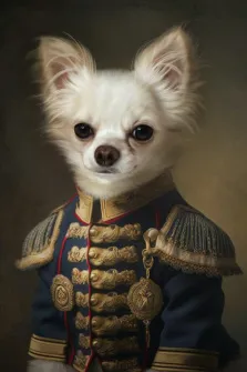 Портрет собаки породы "чихуахуа" В образе генерала, художник Антонина