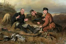 Портрет трёх мужчин В образе героев картины "Охотники на привале", художник Анастасия 