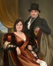 В образе, художник Антонина, парный портрет в образе светской пары 19 века
