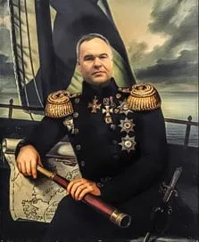 Портрет мужчины в образе адмирала на основе фотомонтажа
