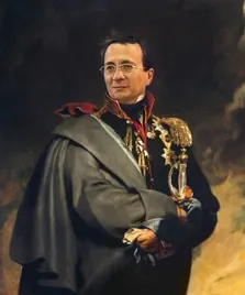 Портрет мужчины в образе военного на основе фотомонтажа в известную картину