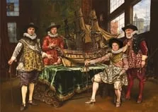 Портрет четверых друзей в образе на основе фотомонтажа в известную картину