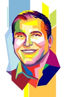 Абстрактный Портрет мужчины в стиле WPAP в ярких цветах, художник Александра