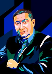Мужской портрет в стиле Wpap на синем фоне, художник Анастасия 