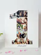 Пример печати на холсте: коллаж в форме цифры 1 с фотографиями пары