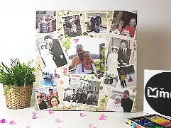 Квадратный семейный фотоколлаж Квадратный коллаж из семейных фотографий на белом фоне