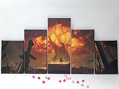 Модульная картина из 5 панелей Сожжение Тельдрассила с Сильваной из World of Warcraft.