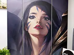 Модульная картина-триптих с портретом Кай Сы из League of Legends, арт на холсте в стиле фэнтези.