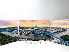 Модульный квадриптих с панорамой Москвы на закате, напечатанный на холсте