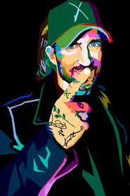 WPAP портрет мужчины в зеленой кепке с татуировками