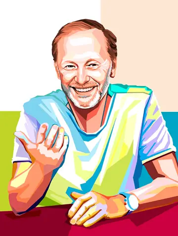WPAP портрет Михаила Задорнова с приветственным жестом
