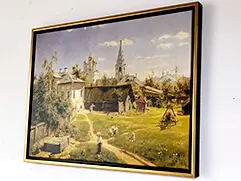 Репродукция картины Поленова «Московский дворик», напечатанная на холсте