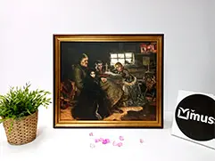 Репродукция картины Сурикова «Меншиков в Берёзове» в тёмной раме